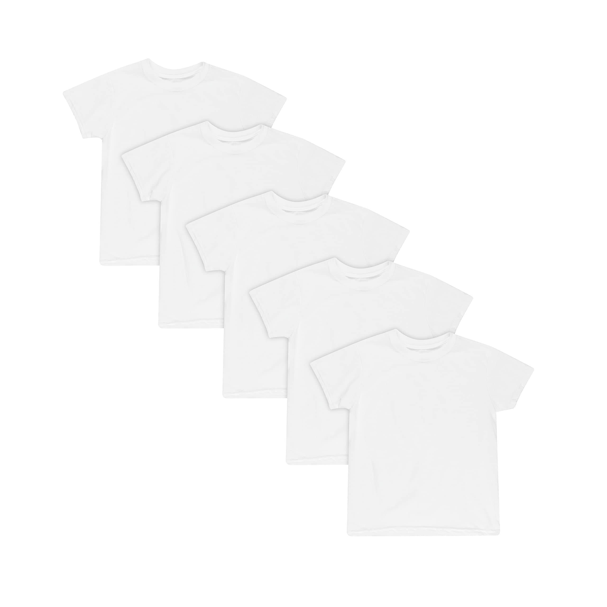 Hanes Boys’ Undershirt, EcoSmart White T-Shirts for Boys, Short Sleeve Shirts, 5 or 10- Pack
