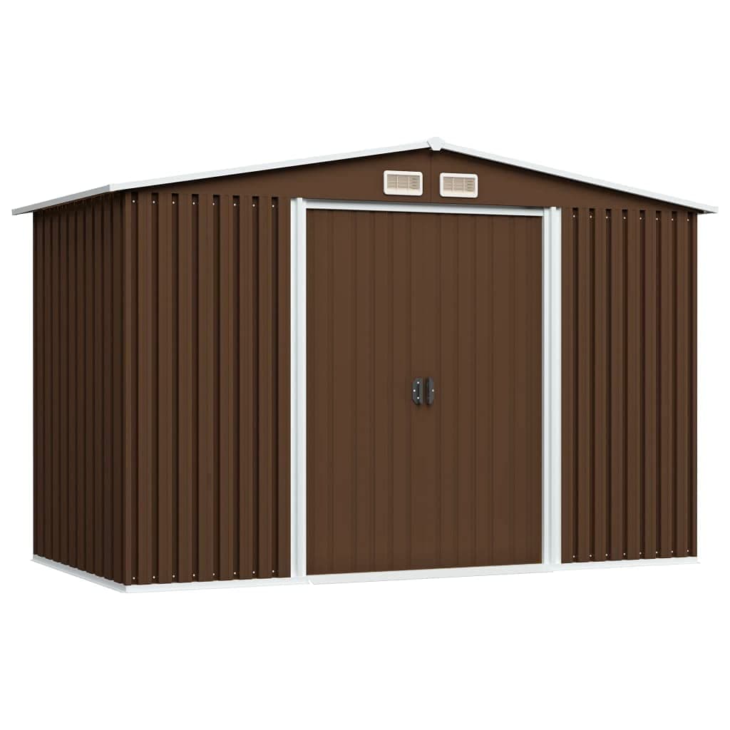 Garden Storage Shed Outdoor Backyard Patio Tool Log Storage Building House Cabin Brown 257x205x178cm Steel