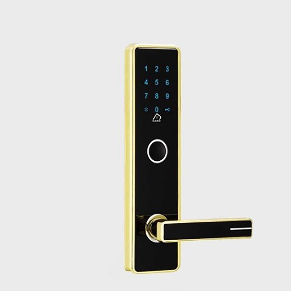 TDJDYQ Zinc alloy password intelligent electronic induction Mifare card Mechanical key Door lock smart Lock Apartment Hotel Home, Gold