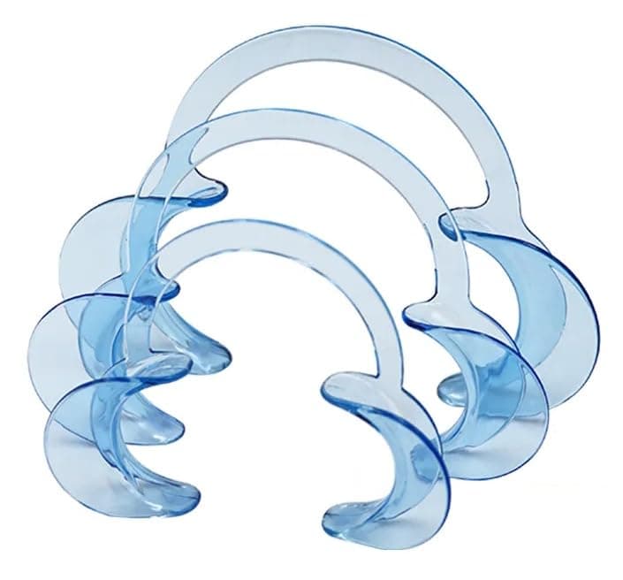 Impressive Smile Dental Cheek Retractor Mouth Opener for Teeth Whitening Clear Blue C-Shape (Size S, M, L Pack of 3)