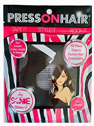Press On Hair Straight Tape Extensions, Natural Black, 18 Inch