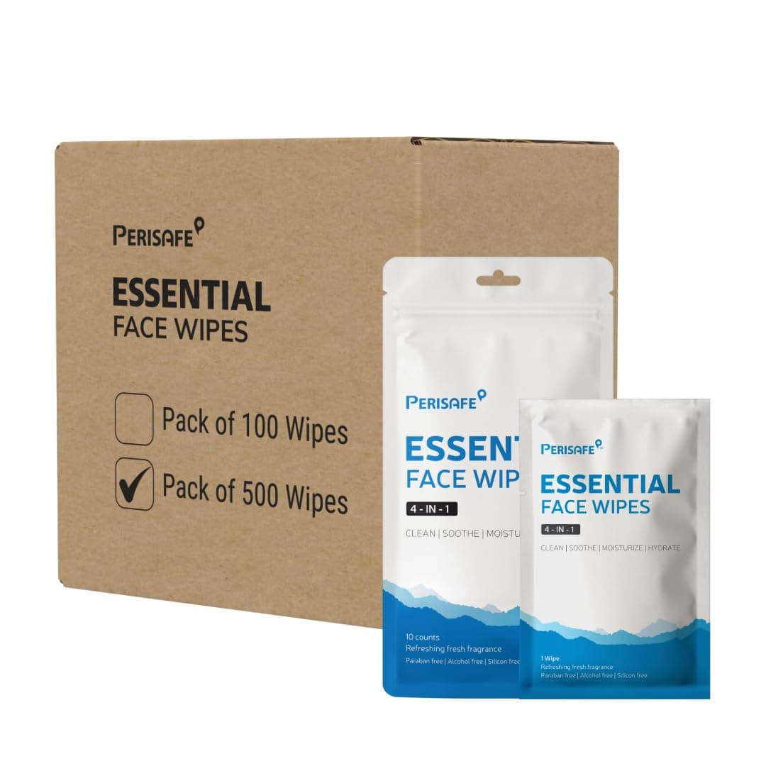 Essential Face Wipes Individually wrapped Sachet | 4-IN-1 | pH Balanced | Free from Alcohol, Paraben, Silicon |Pack of 500 Wipes