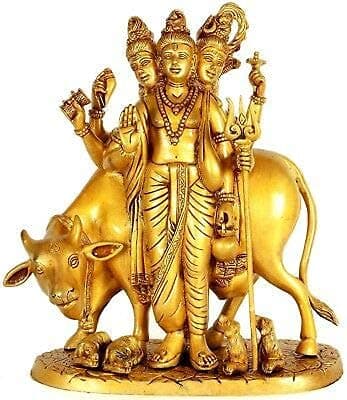 Brass Mart Astadhatu Shri Dattatreya Bhagwan Idol/Lord Dattatreya Brass Idol (700gms)