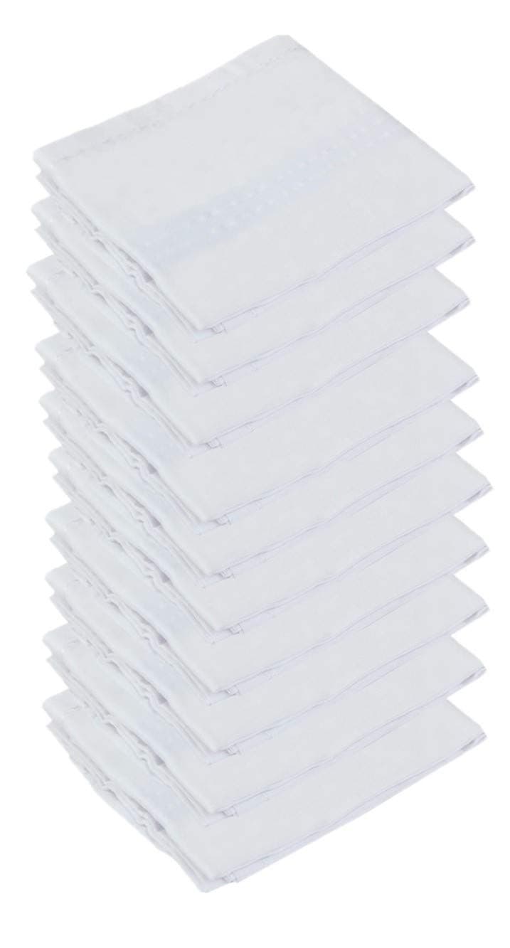 The Cotton Company Luxury Handkerchief - White with Self Satin Stripe (Pack of 10)