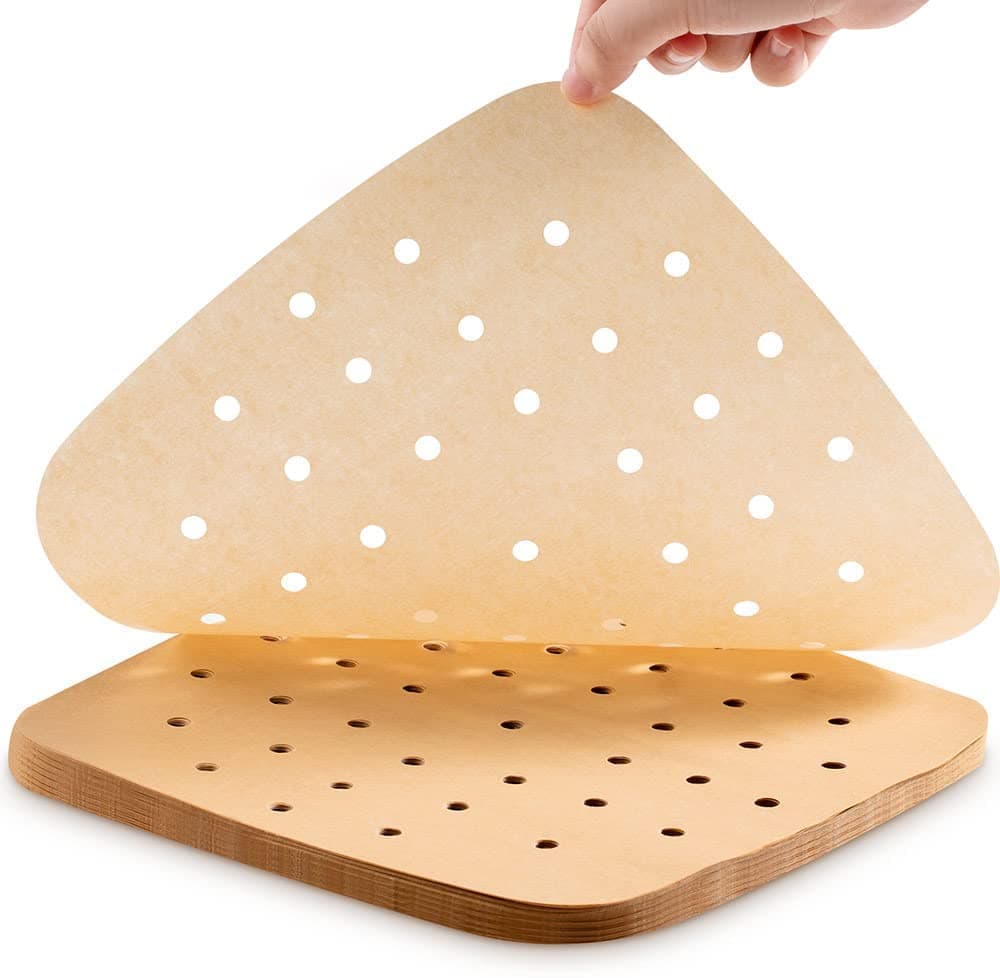 100 PCS Square Air Fryer Parchment Paper 8.5 inch Unbleached Square Air Fryer Liners/Steaming Parchment Liner for Air Fryer, Steaming Basket (8.5inch)