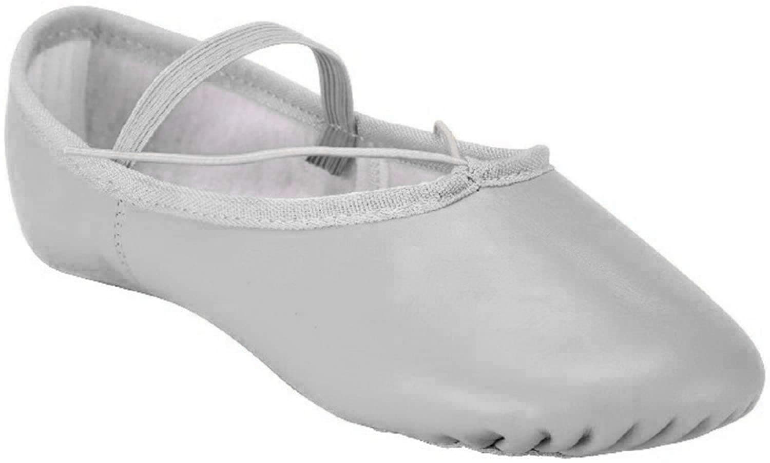 Leather Ballet Dance Shoes Full Sole Adult's and Children's Sizes (13/31 18cm, White)