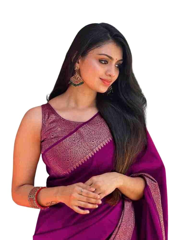 Women's Pure Banarasi Style Kanjivaram Silk Saree With Blouse Piece For Wedding (Yatri)