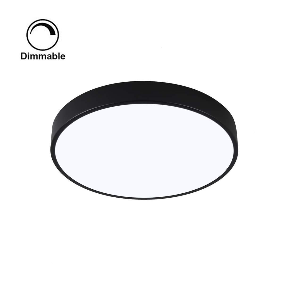 Sunglobal 20W LED Flush Mount Ceiling Light, Ultra-Thin 5cm,12-inch,4000k Natural Light,1360lm, Dimmable (Black, 12 inch)