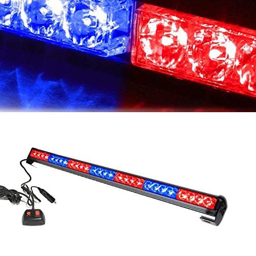 Oglight 31.5" 28 LED Multiple modes police Traffic Advisor Emergency Warning Flash Strobe Light Bar Kit(Red/Blue)