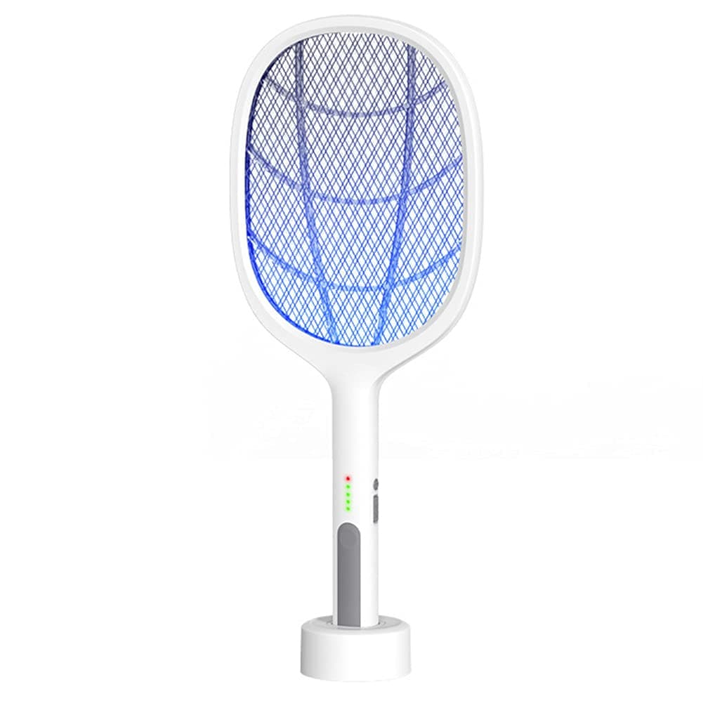 CAILINS 2 in 1 Fly Swatter Electric Rechargeable Mosquito Killer Lamp Mosquito Bat Bug Zapper for Home, Bedroom, Kitchen, Office, Backyard, Patio (White)
