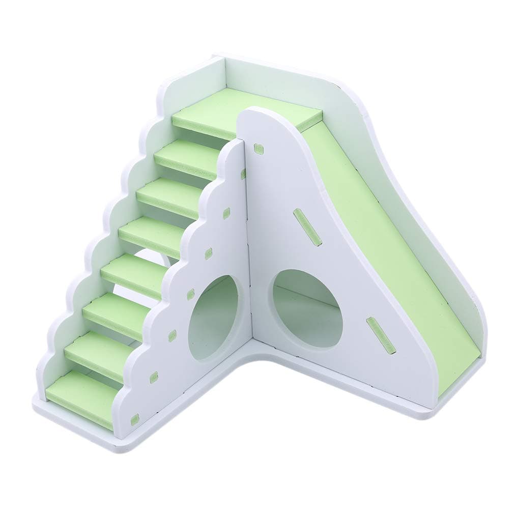 Kingus Pet Hamster Wooden Ladder Spiral Stair Slide Play Toy Castle House Pet Hamster Wooden Toy Ladder,Green