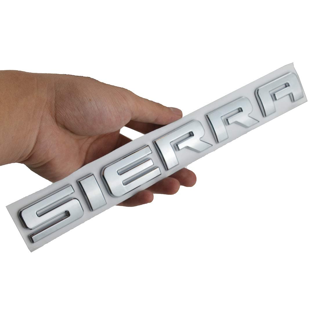 1x Chrome Sierra Emblem FIT GMC Door Rear Tailgate LIFTGATE Badge Letters Name 3D Raised Strong Adhesive Fit for Sierra (Silver)