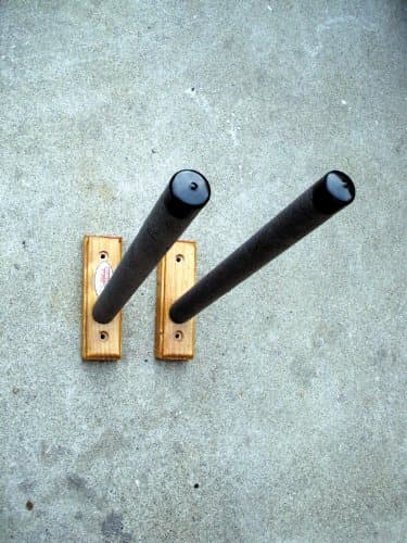1 Surfboard, Steel Peg / Wood Base Wall Rack Set