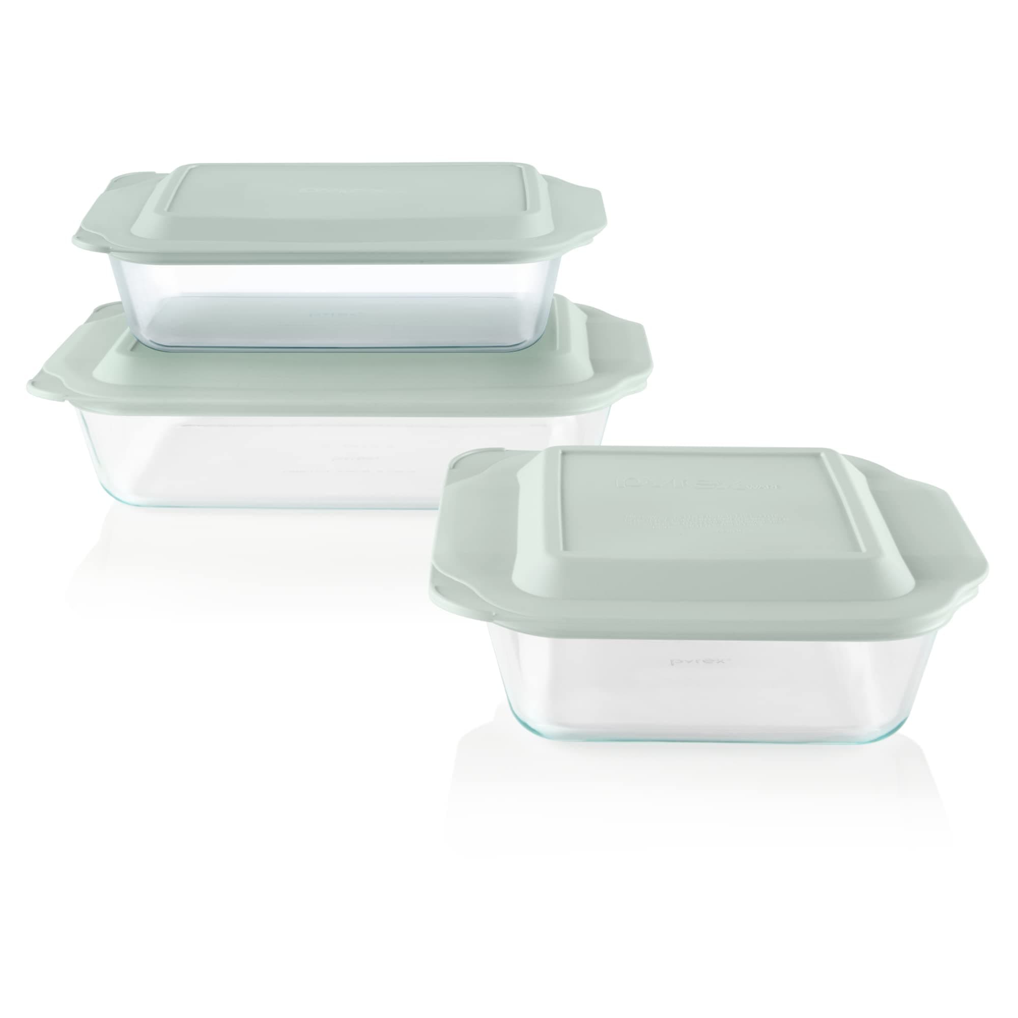 PyrexDeep 3-Pack Glass Baking Dish Set (9"x13", 7"x11", 8"x8") With BPA-Free Lids, Rectangular Glass Bakeware, Dishwasher, Microwave, Freezer & Pre-Heated Oven Safe