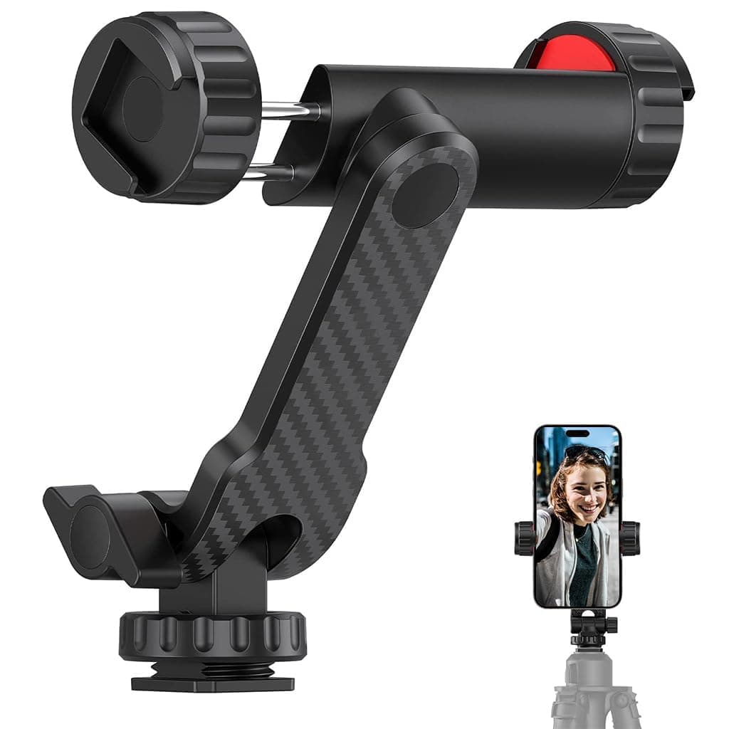 ADOFYS Tripod Mobile Holder Mount, Smartphone Mount Adapter for Tripod Stand Retractable Phone Holder 360° Rotates and 180° Tilts Angle Universal 1/4" Mount Phone Holder for Tripod, Camera