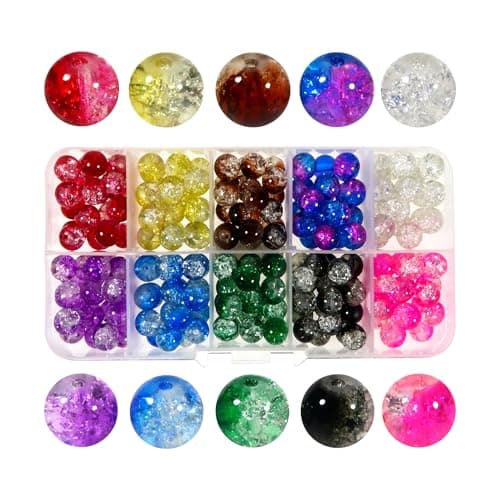 TOAOB 200Pcs Crack Glass Beads Round Ball for DIY Making 8mm Multicolor