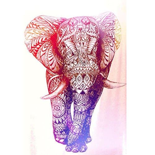 WATATA Popular Indian Wall Hanging Elephant Tapestry Psychedelic Bohemian Tapestry (Small/ 59"x51")