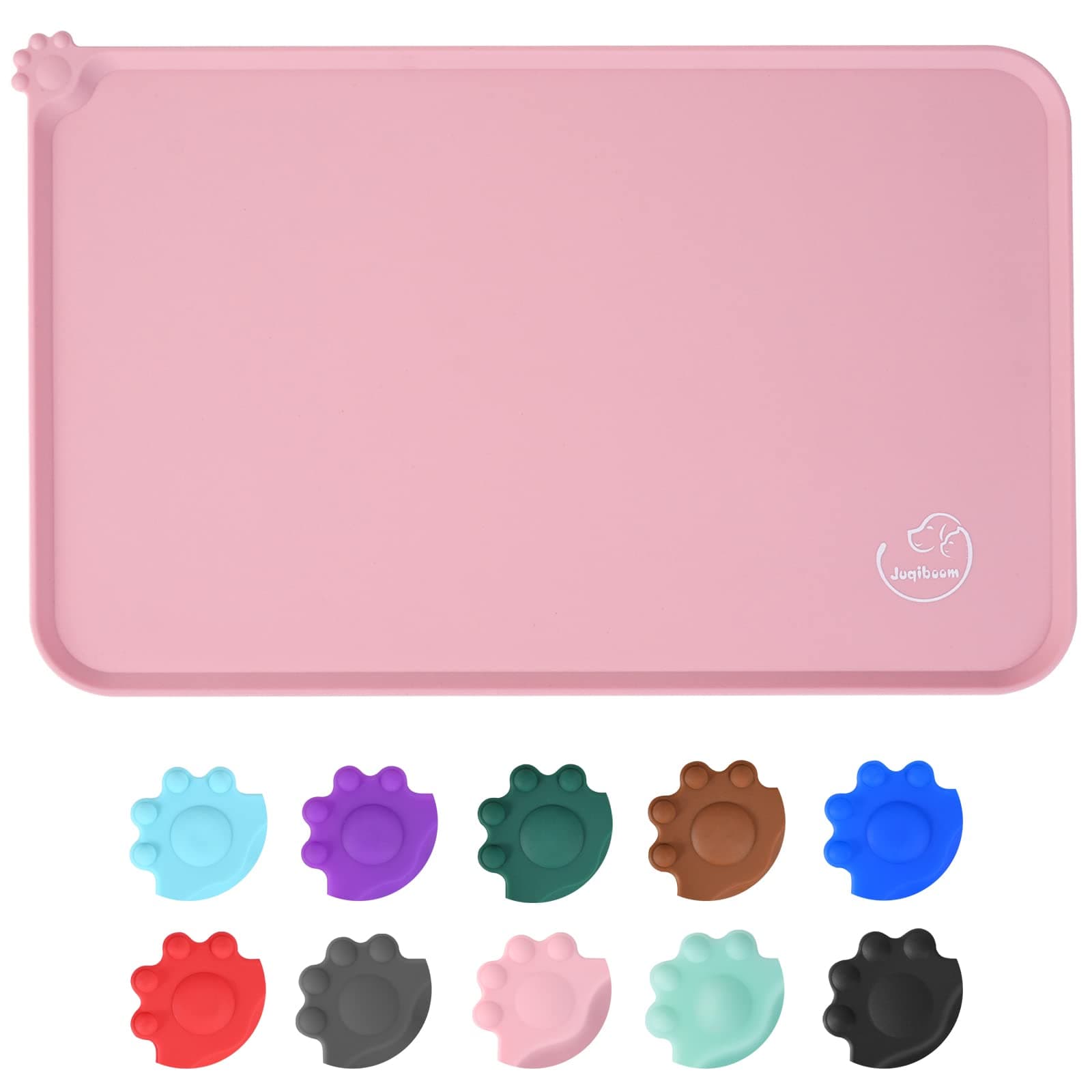 Silicone Waterproof Dog Cat Pet Feeding Mats, Non Slip, Easy Clean Pet Dog Cat Bowl Mats Placemat (18.5" x 11.5") Pink