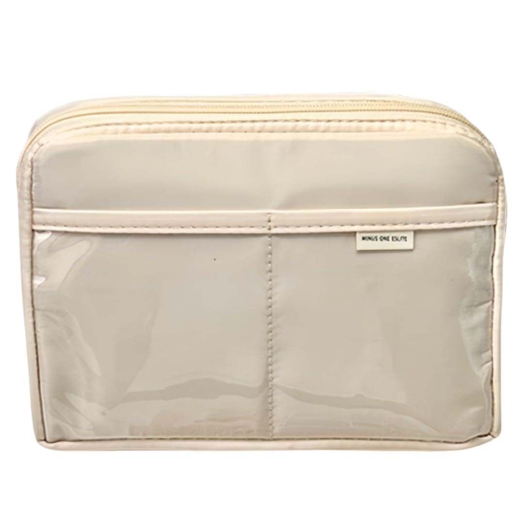 Kawaii Cute Aesthetic Pencil Case - Large Capacity Canvas Pen Pouch Bag, Beige, Daily