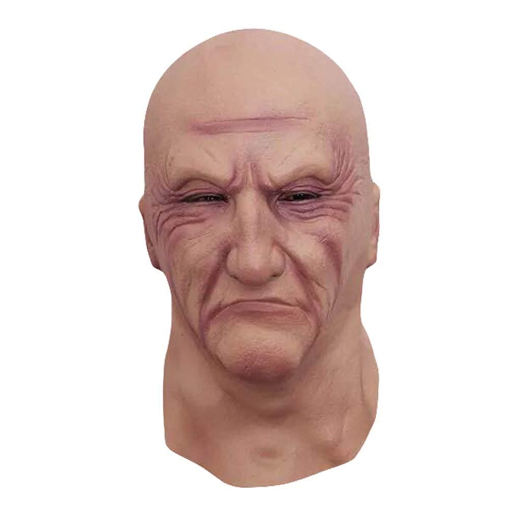 Novelty Halloween Funny Latex Head Mask Old Man Strong Man Masks Realistic Human Face Creepy Disguise for Costume Dress Party Masquerade