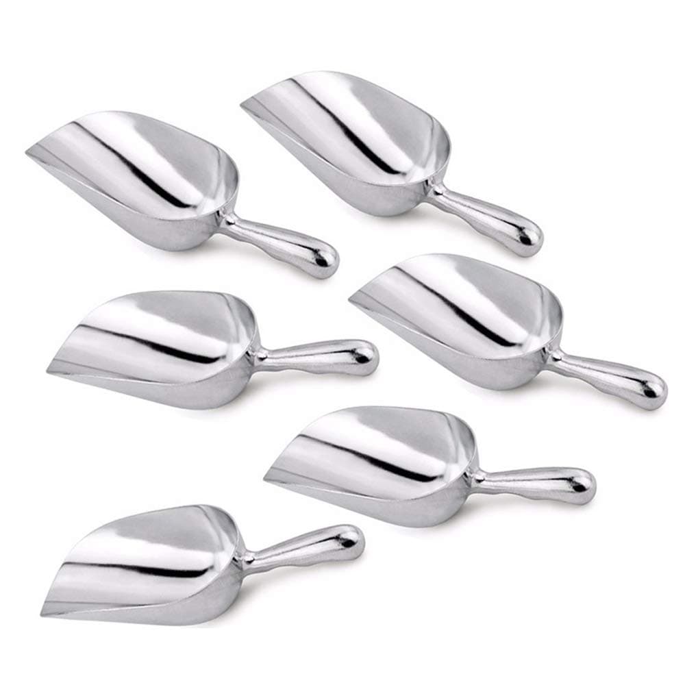 (Set of 6) 5 Oz Aluminum Scoop, Small Utility Scoop for Dry Goods Spices, Popcorn, Flour, Great for Bar, Candy Buffet, Wedding, Party, Heavy Duty Pet Food Scoop