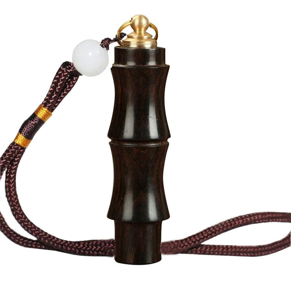 HYSLW Snuff Bottle with Spoon Vial Necklace Container Pendant for Keychain with Funnel(Black)