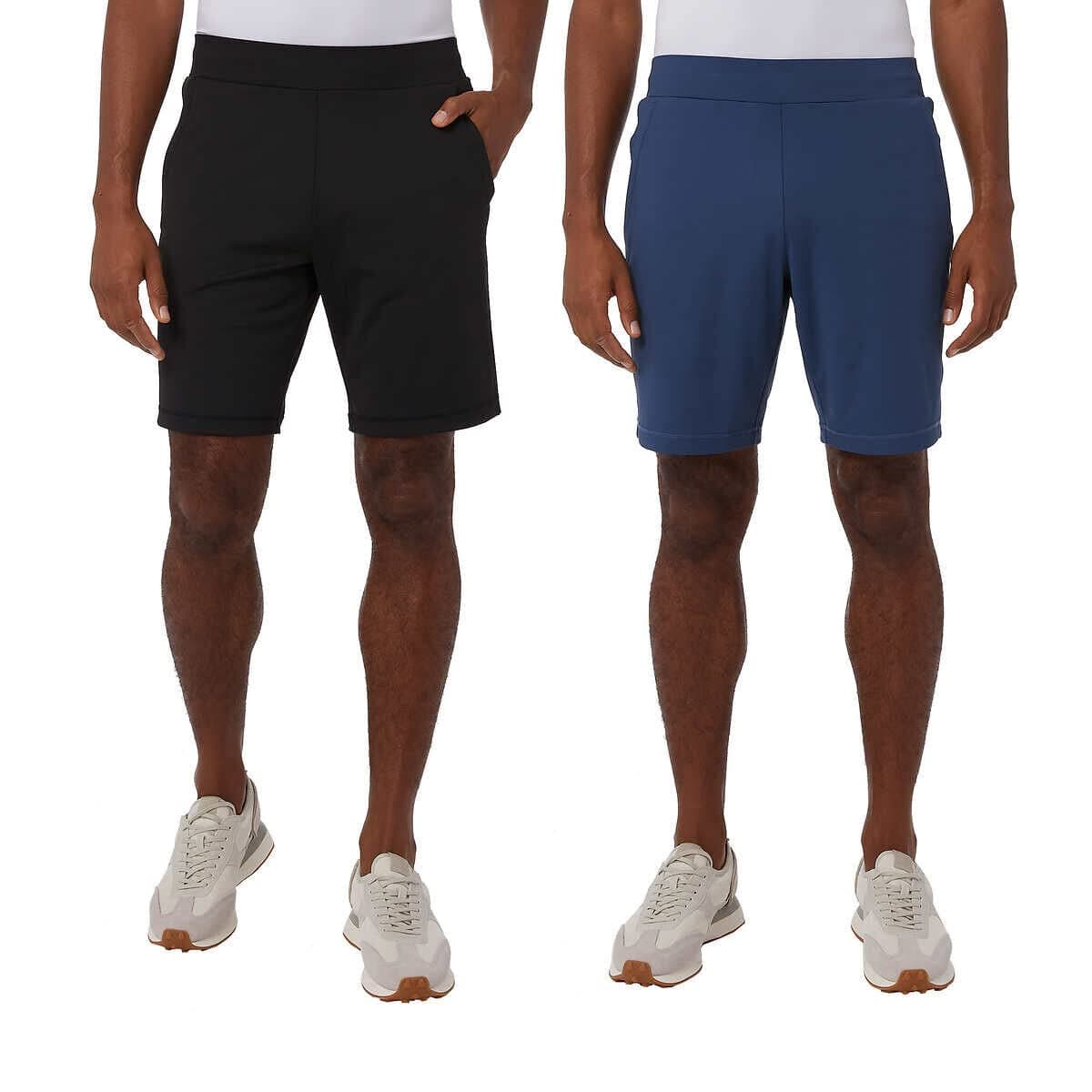 32 DEGREES Cool Men's 2 Pack Stretch Comfort Active Performance Shorts (as1, Alpha, l, Regular, Regular, Black/Blue)