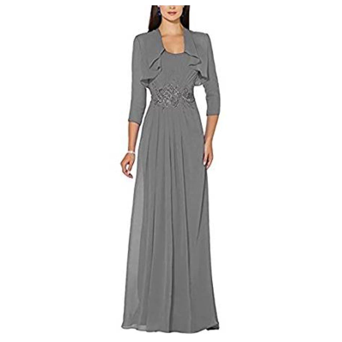 macria Women's Waist Two Sets Long Mother of The Bride Dresses with Jacket Formal Prom Evening Dresses