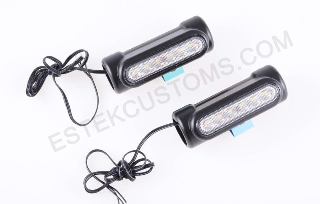 CRASH BARS - HIGHWAY BARS LED WHITE DRL LIGHTS & AMBER TURN SIGNAL HARLEY DAVIDSON, VICTORY - BLACK
