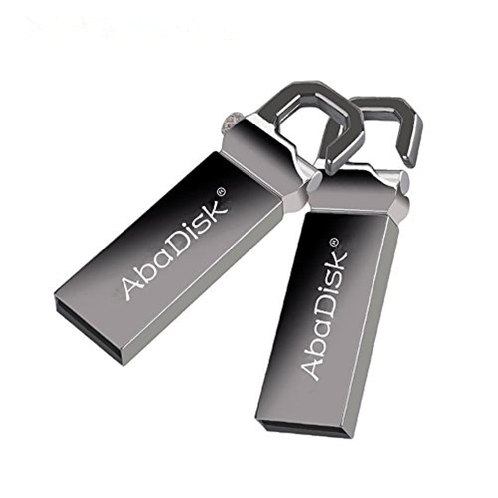AbaDisk Waterproof Metal Mini Key Chain 128GB USB Flash Drive 2.0, Black