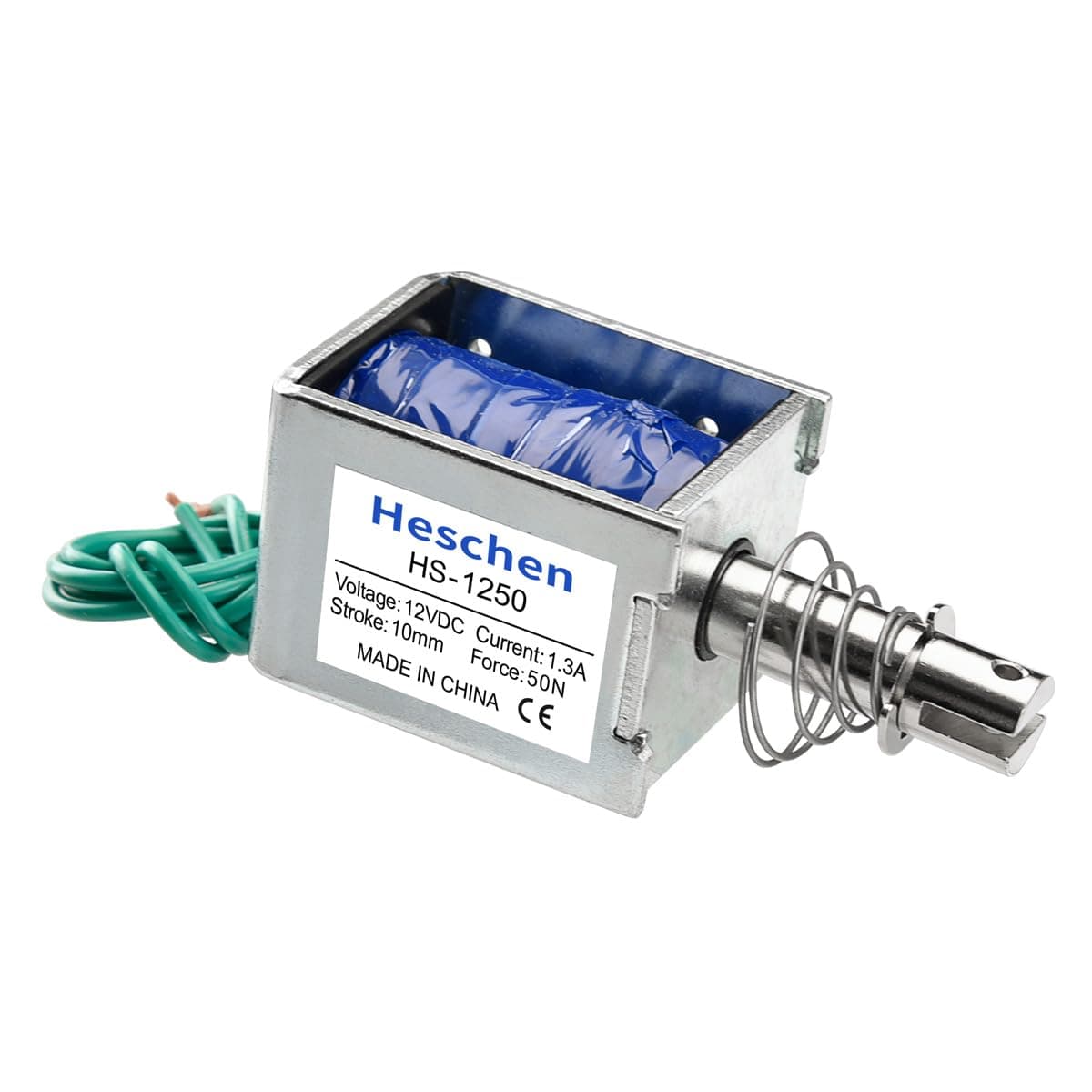 Hechen solenoid electromagnet, HS-1250, DC12V, 1.3A, 50N, 10mm stroke, pull type, open frame door lock