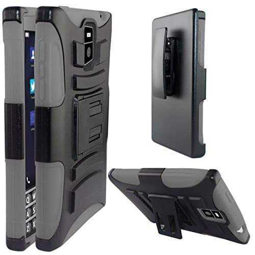 BlackBerry Passport - Heavy Duty Armor Style 2 Case w/Holster -Gray/Black AM2H