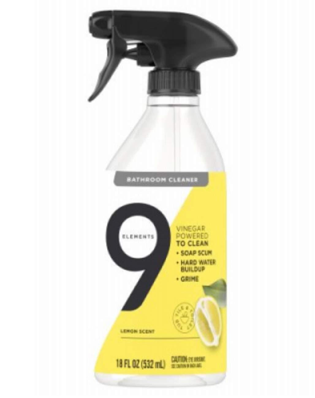 Bathroom Cleaner, Lemon Multi Surface Shower, Tub, & Tile Cleaning Vinegar Spray, 18 oz Bottle