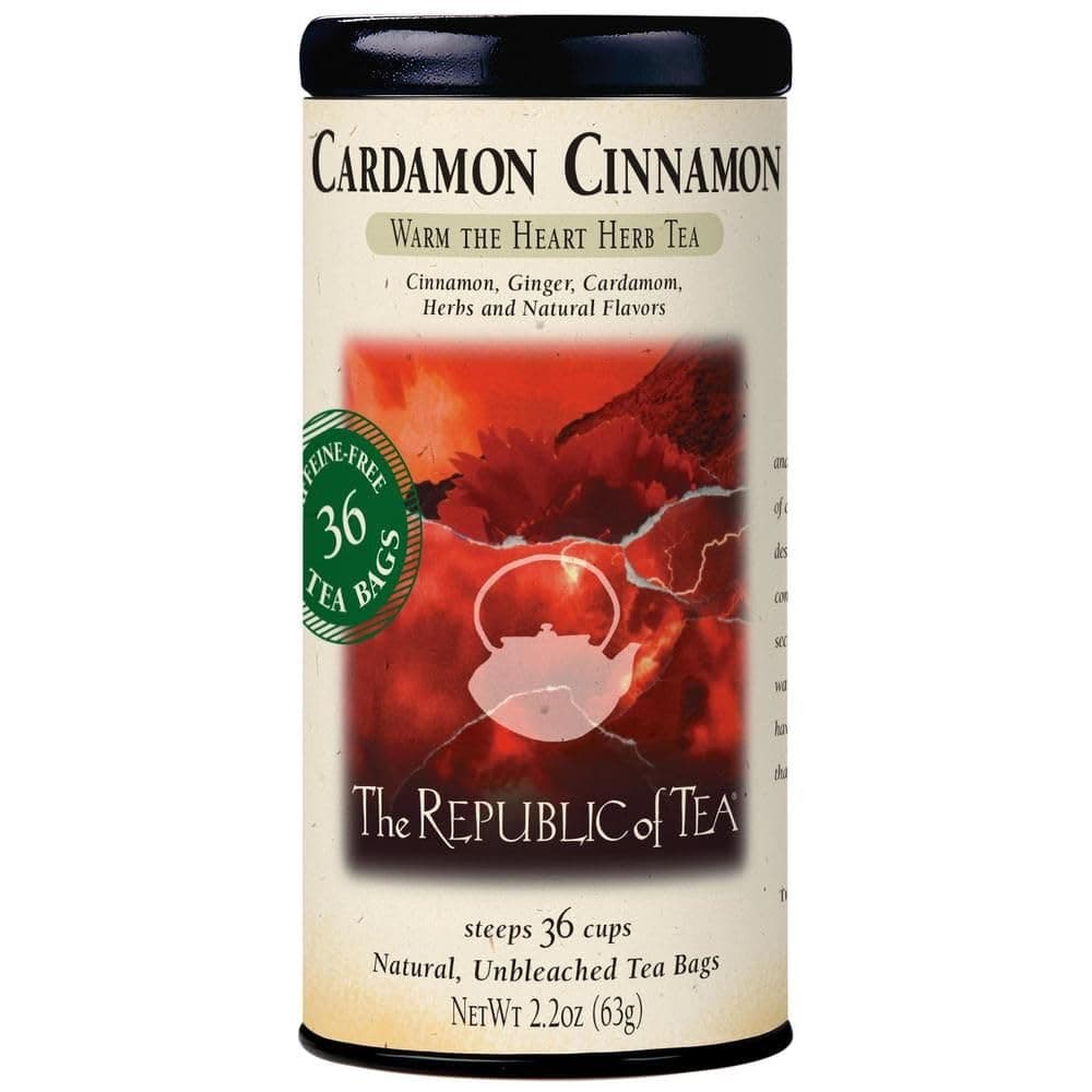 Cardamon Cinnamon Herbal Tea, 36 Tea Bag Tin, Naturally Caffeine-Free