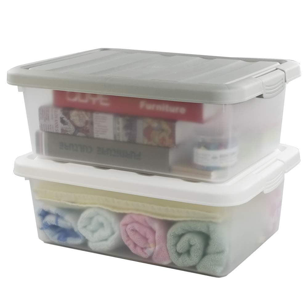 Cand 2 Pack Plastic Storage Bins with Lids, Latching Totes for Storage, 14 Qt Plastic Latching Box