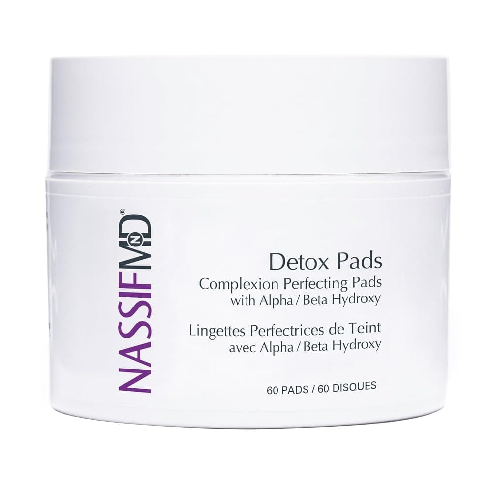NASSIF MD Detox Pads Facial Radiance Pads, Glycolic Acid Pads, Face Exfoliating Pads Salicylic Acid Wipes, Facial Scrub Pads, BHA AHA Pads, Resurfacing Pads for Face (60 Count)