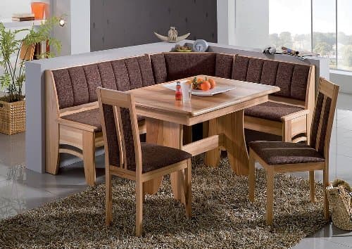 Bali Breakfast Nook Set, 4 Piece Light Wood Dining Set 100% Made in Europe