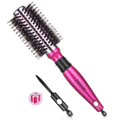 Professional Round Brush for Blow Drying -Nano Thermal Ceramic Ionic Round Hair Brush With Natural Boar Bristles Anti Frizz and Static - Ergonomic Travel Friendly Rose