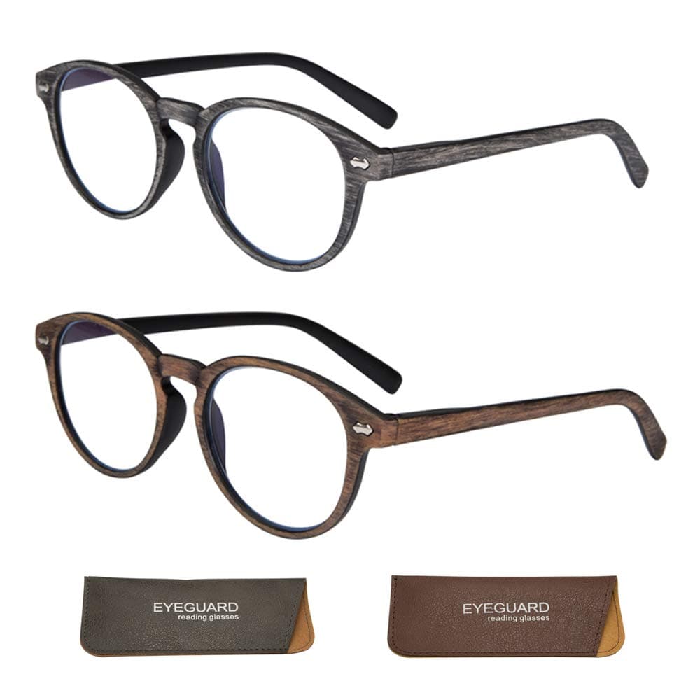 EYEGUARD 2 Pairs Blue Light Blocking Reading Glasses Men and Women Computer Readers