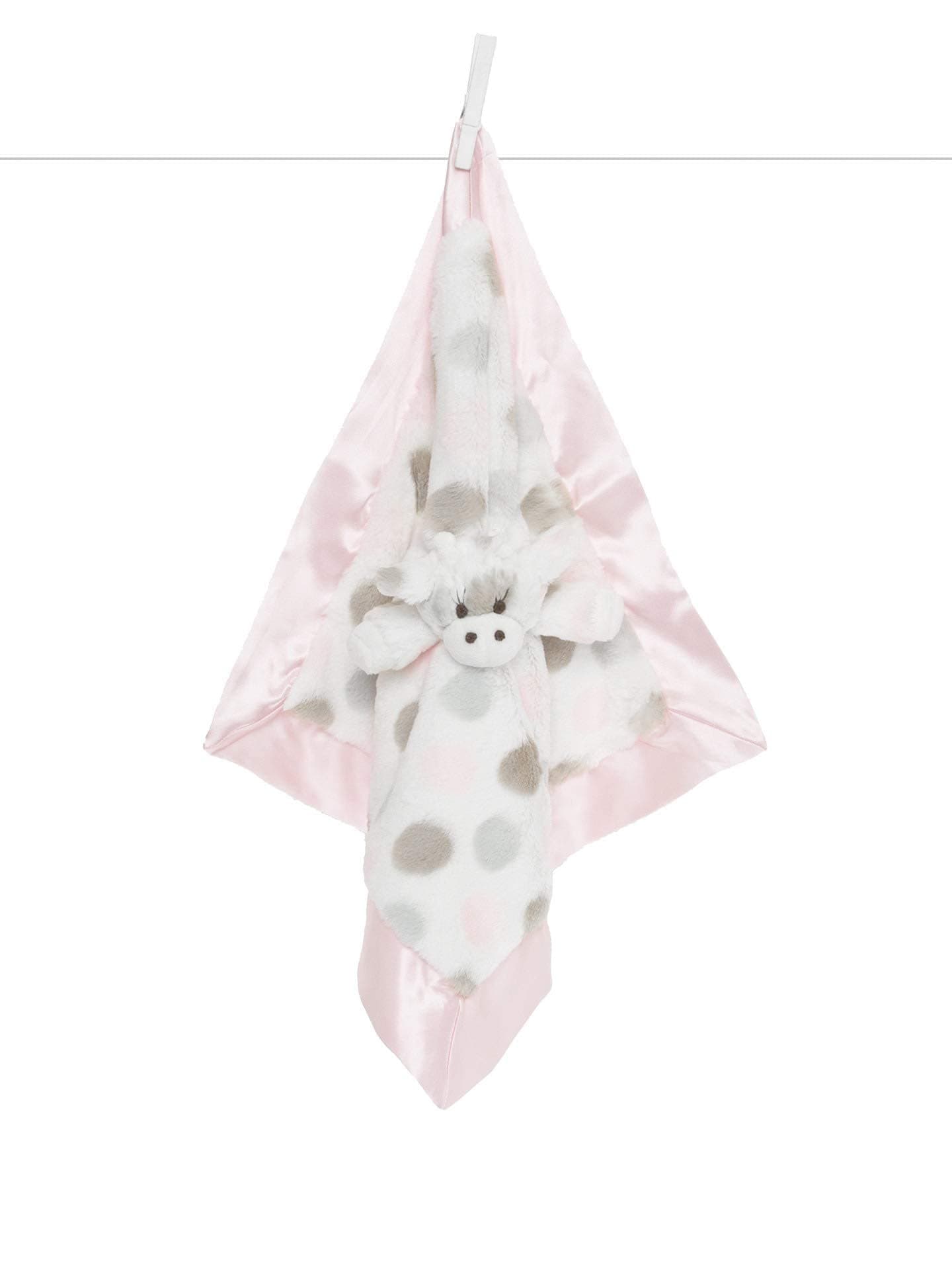 Little G Ultra-Plush Giraffe Lovey Blanket 17″ × 17″ – Baby Security Blanket, Soft Faux Fur & Satin Trim, Newborn Gift for Girls & Boys, Machine-Washable - Pink