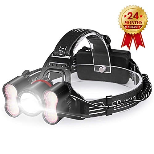 5000 Lumens Headlamp Flashlight, Rechargeable Headlamp, 4 Working Modes LED Headlamp, Headlight Waterproof Batteries Reading Hunting Hiking Camping (5000 LM with Reading light)