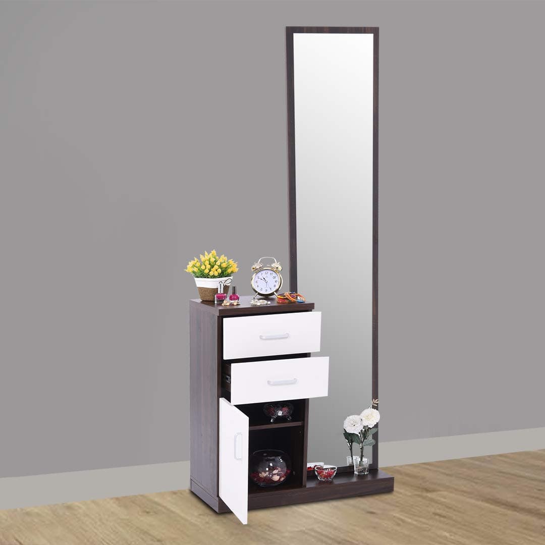 Royaloak Weston Dresser with Full Length Mirror and Storage in High Gloss Finish