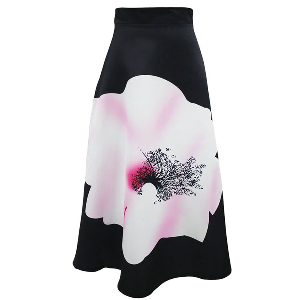 MAYFASEY Women's Floral Print Colorblock High Waisted A-line Long Maxi Skirt Dresses