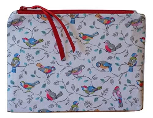 Handmade Fabric Storage Pouch, 'Little Birds' Make Up Bag, Small Cosmetics Case