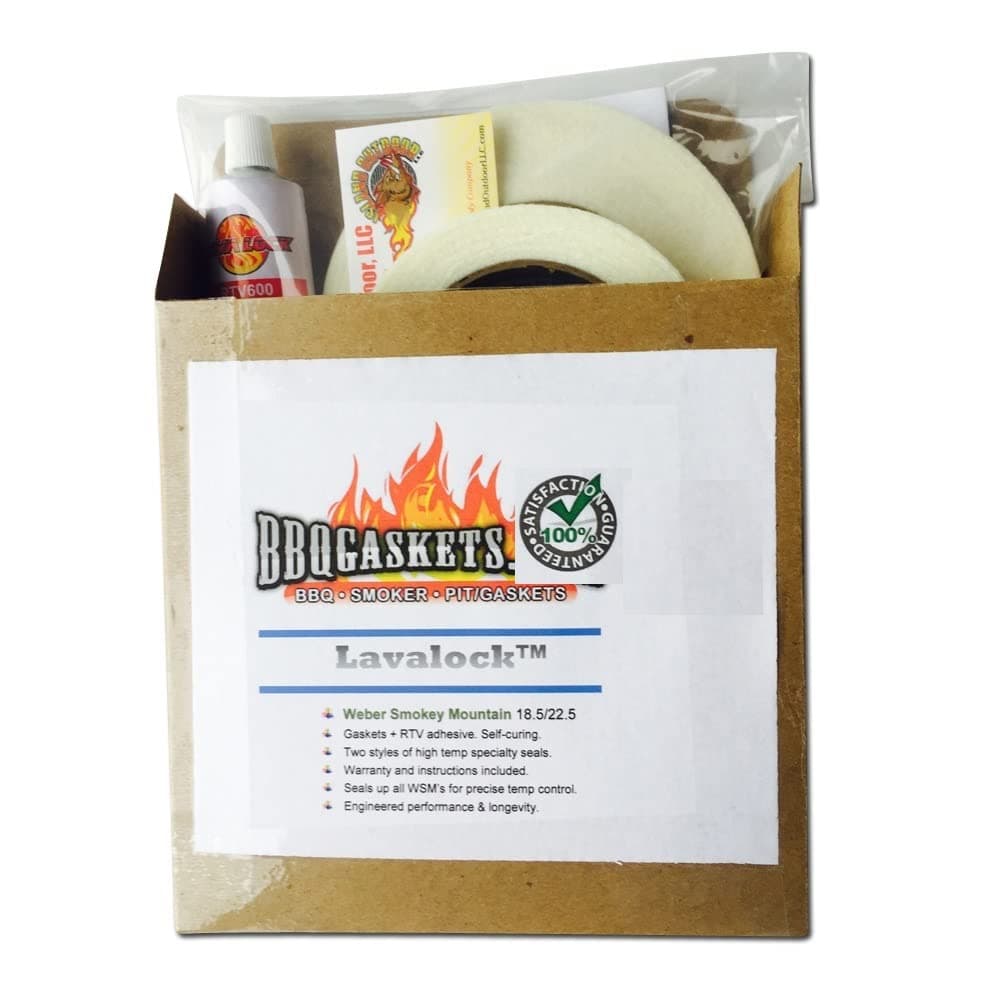 LavaLock WSM Gasket Kit, Weber Smokey Mountain 18.5 22.5 Nomex RTV grill seal