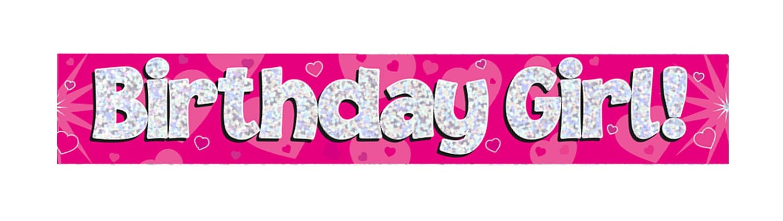 9ft Banner Birthday Girl Pink Holographic