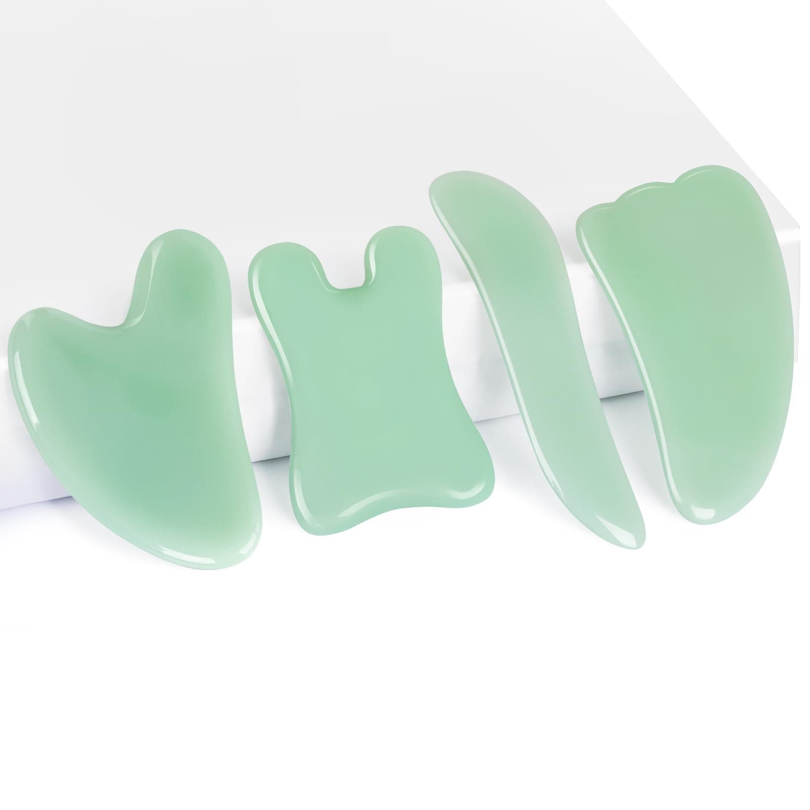 airogym Guasha Massage Tool,Natural Stone Gua Sha Board, 4PCS Guasha Stone Scraping Massage Sets for SPA Acupuncture Physical Therapy Muscle Knots Facial Caring Point Treatment Lymphatic Drainage