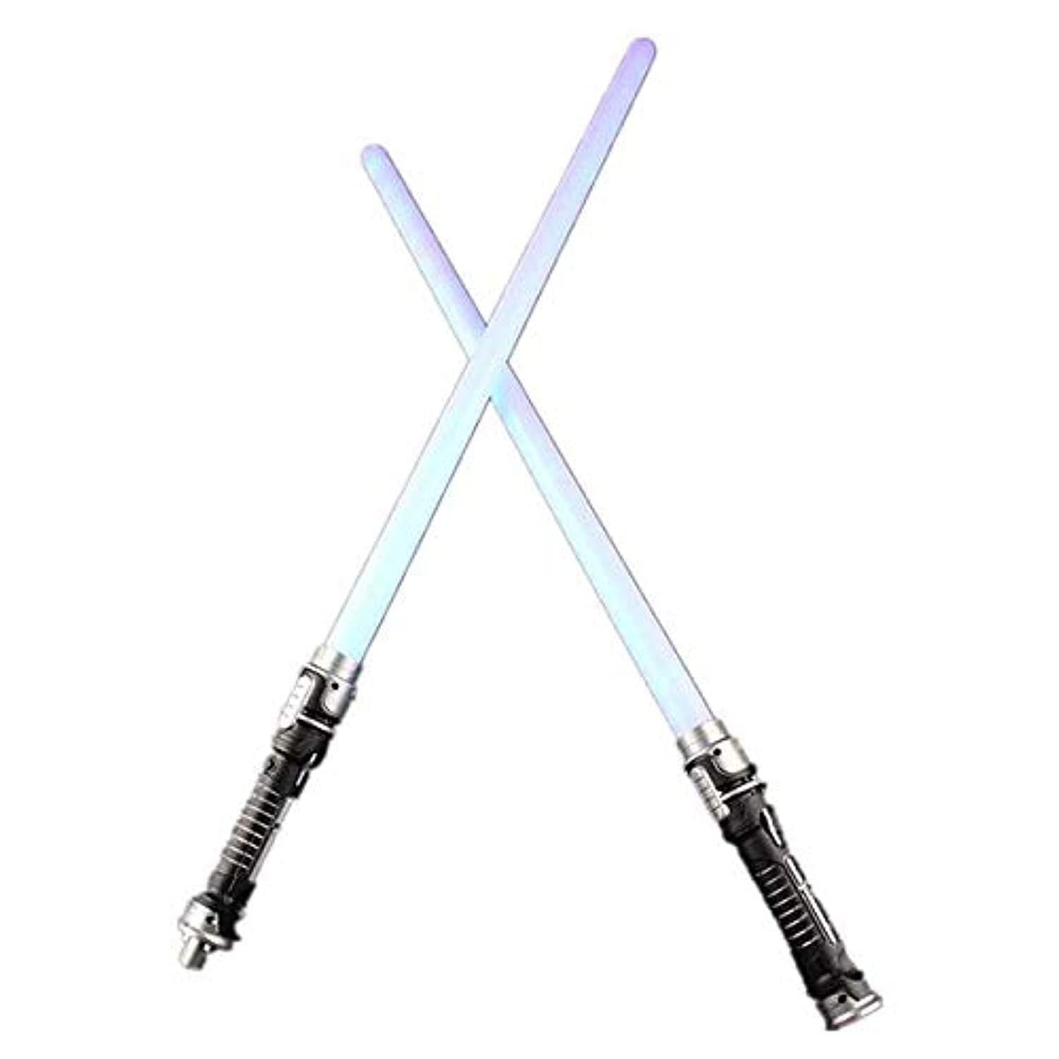 COOLBABY 2 in 1 Star Wars Electronic, LED Flashing Light Sword with Sound 2 PiecesBlue&Red, multicolor, YLY2036