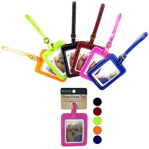 4 Pc Luggage Tag Photo Insert Frame Stitched Vinyl Suitcase ID Holder Travel Bag