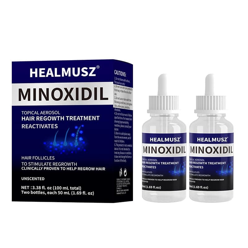 5% Minoxidil for Men & Women, Biotin, Unscented, Red, Unisex-Adults, Hair Growth, Hair Fall Control, 2 Bottles, 100ml (3.36 Fl Oz)